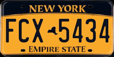 NY license plate FCX5434