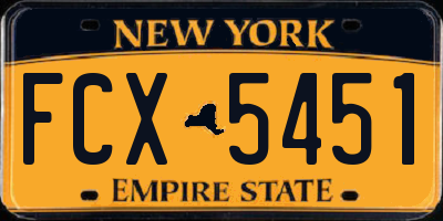 NY license plate FCX5451