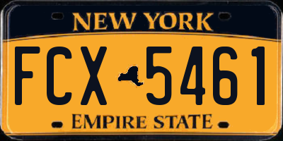 NY license plate FCX5461