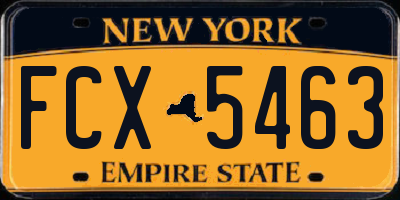 NY license plate FCX5463