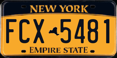 NY license plate FCX5481