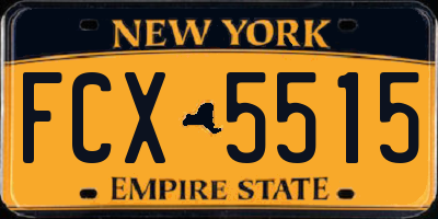 NY license plate FCX5515