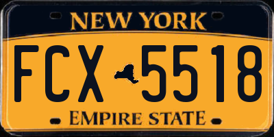 NY license plate FCX5518