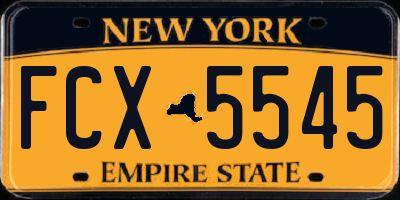 NY license plate FCX5545