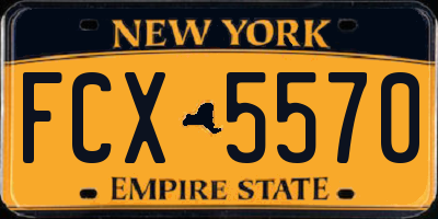 NY license plate FCX5570