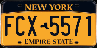 NY license plate FCX5571