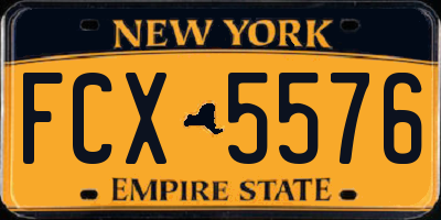 NY license plate FCX5576