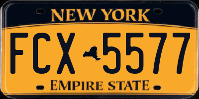 NY license plate FCX5577