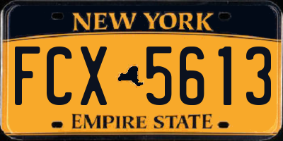 NY license plate FCX5613