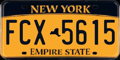 NY license plate FCX5615