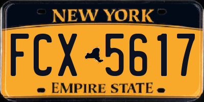 NY license plate FCX5617
