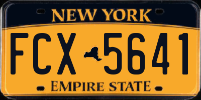 NY license plate FCX5641