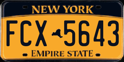 NY license plate FCX5643