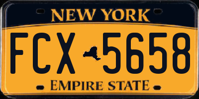 NY license plate FCX5658