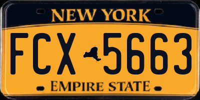 NY license plate FCX5663
