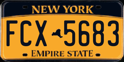 NY license plate FCX5683