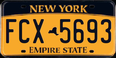 NY license plate FCX5693