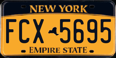 NY license plate FCX5695