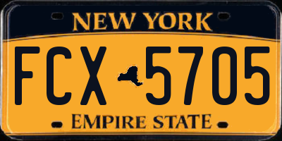 NY license plate FCX5705