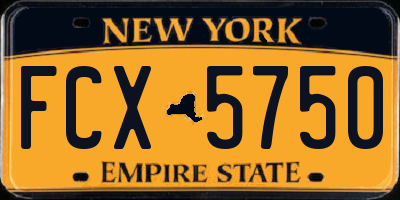 NY license plate FCX5750