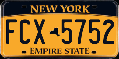 NY license plate FCX5752