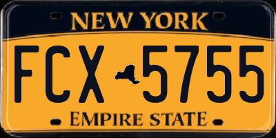 NY license plate FCX5755