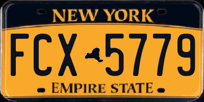 NY license plate FCX5779