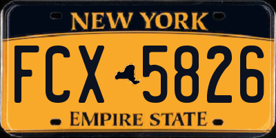 NY license plate FCX5826