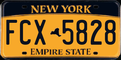 NY license plate FCX5828