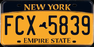 NY license plate FCX5839