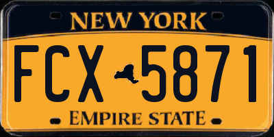 NY license plate FCX5871