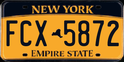 NY license plate FCX5872