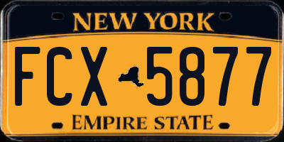 NY license plate FCX5877