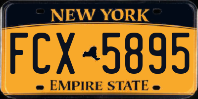NY license plate FCX5895