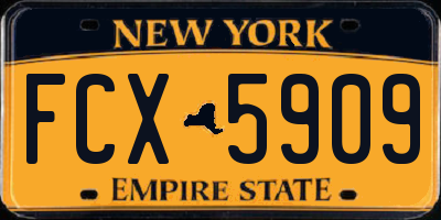 NY license plate FCX5909