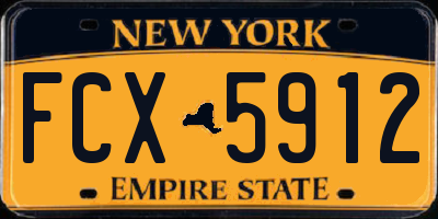 NY license plate FCX5912