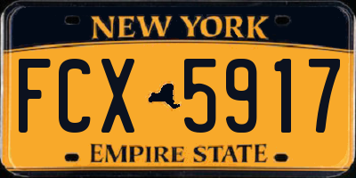 NY license plate FCX5917
