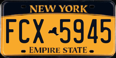 NY license plate FCX5945