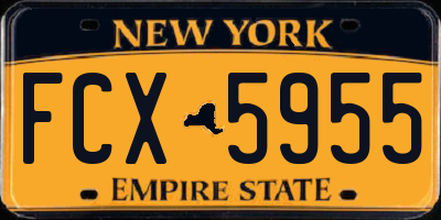 NY license plate FCX5955