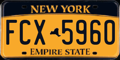 NY license plate FCX5960