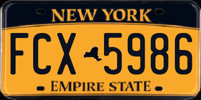 NY license plate FCX5986