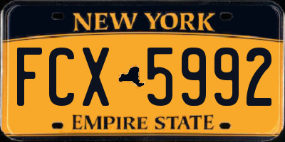 NY license plate FCX5992
