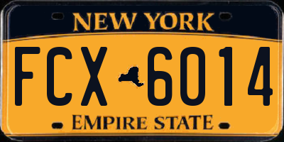 NY license plate FCX6014