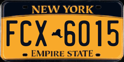 NY license plate FCX6015
