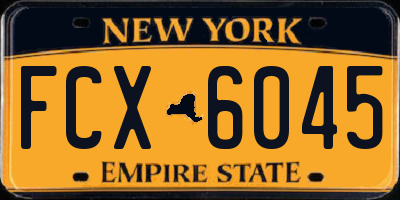 NY license plate FCX6045