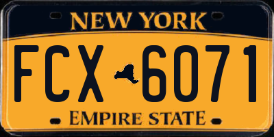 NY license plate FCX6071