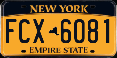 NY license plate FCX6081