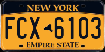 NY license plate FCX6103