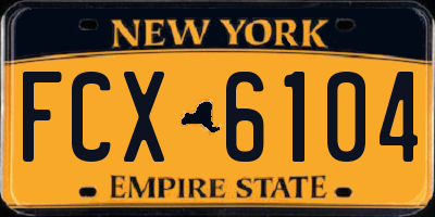 NY license plate FCX6104