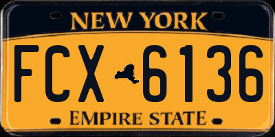 NY license plate FCX6136